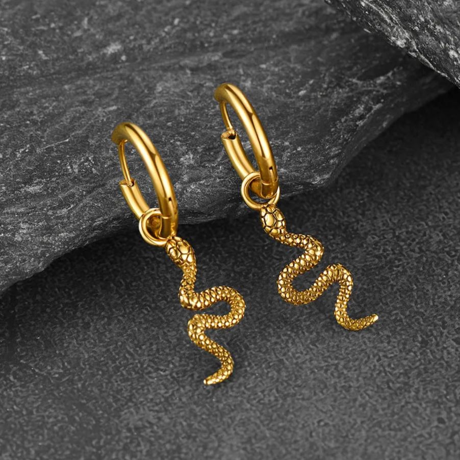 FaithHeart Snake Dangle Hoop Earrings Stainless Steel FaithHeart