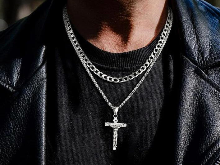 Cuban-Chain-Jesus-Layered-Necklace-Set