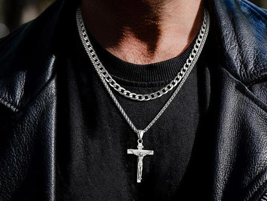 Cuban-Chain-Jesus-Layered-Necklace-Set
