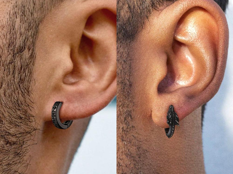 mens black hoop earrings