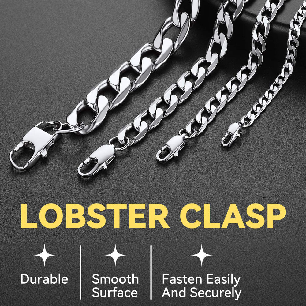 Chunky Cuban Link Curb Chain Necklace for Men Women, 4/6/9/13mm Wide