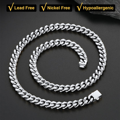 9mm stainless steel Cuban link chain close-up