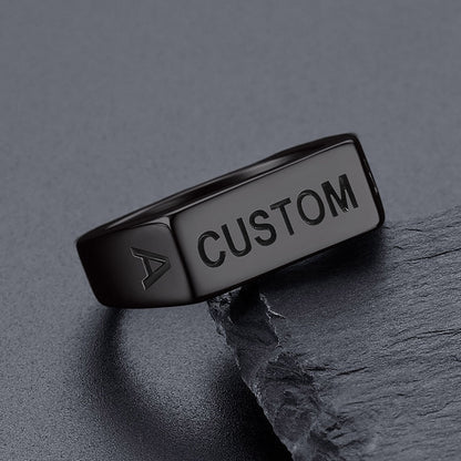 Black Customizable Comfort Fit Band Ring