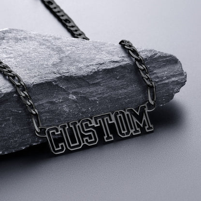 Personalised Nameplate Figaro Chain Necklace for Men Women