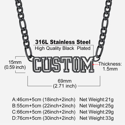Personalised Nameplate Figaro Chain Necklace for Men Women