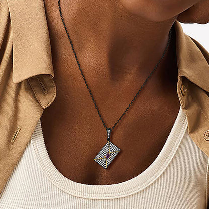 Persoanlised Picture CZ Envelop Necklace with Birthstone Gifts for Women