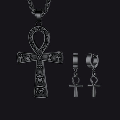 FaithHeart Set Of Ankh Cross Necklace Earrings FaithHeart Jewelry