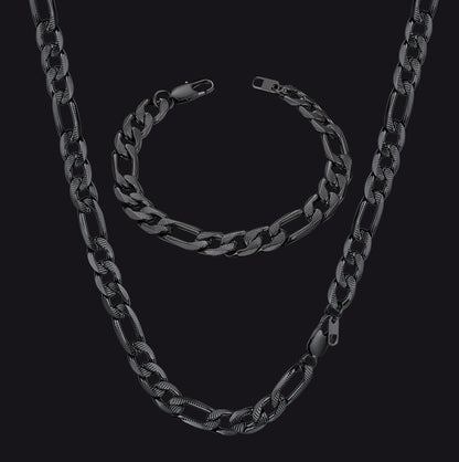 10mm Figaro Chain & Bracelet Bundle Set for Men