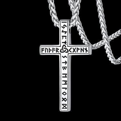 FaithHeart Viking Runes Cross Necklace Pendant for Men FaithHeart