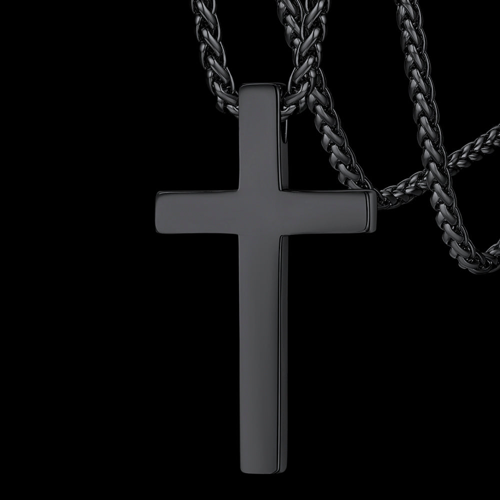 FaithHeart Stainless Steel Plain Cross Pendant Necklace for Men FaithHeart