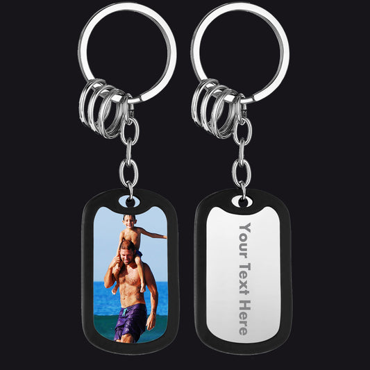 Custom Photo Stainless Steel Dog Tags Keychain With Engraving FaithHeart Jewelry