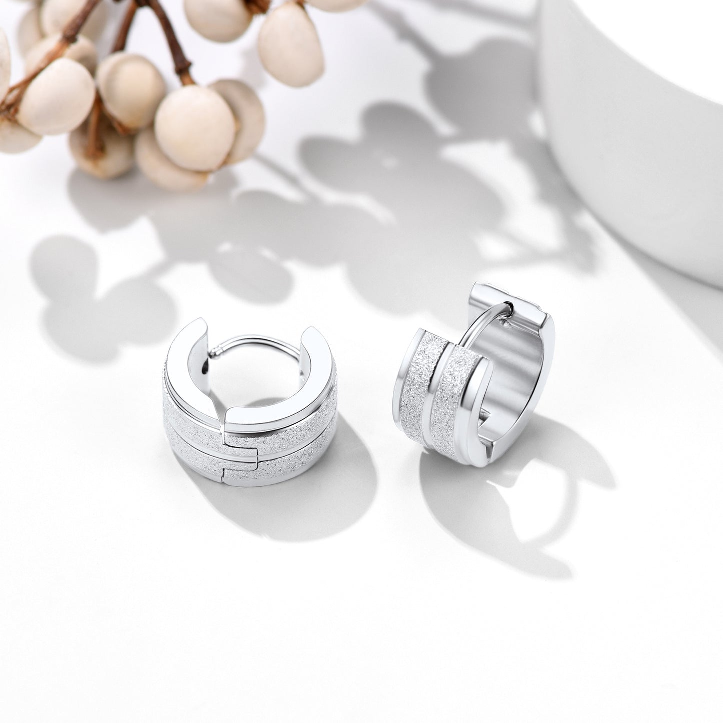 13mm Thick Matte Huggie Hoop Earrings for Men Women