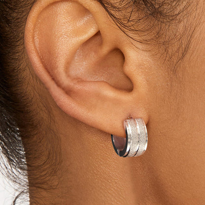 13mm Thick Matte Huggie Hoop Earrings for Men Women