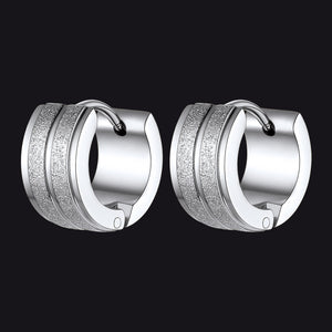 Silver 13mm Thick Matte Huggie Hoop Earrings for Men Women