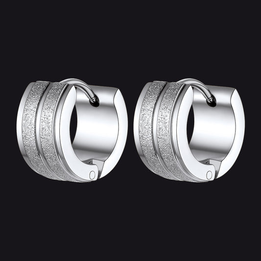 13mm Thick Matte Huggie Hoop Earrings for Men Womenimg