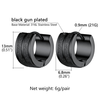 13mm Thick Matte Huggie Hoop Earrings for Men Women