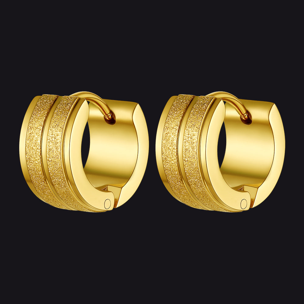 13mm Thick Matte Huggie Hoop Earrings for Men Women
