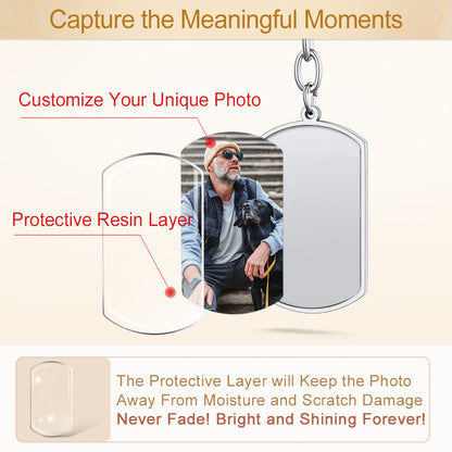 Personalized Dog Tag Keychain With Picture for Men Women FaithHeart Jewelry
