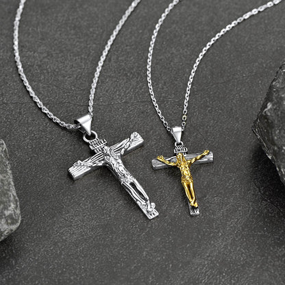 FaithHeart Sterling Silver Crucifix Necklace Jesus Cross Pendant FaithHeart