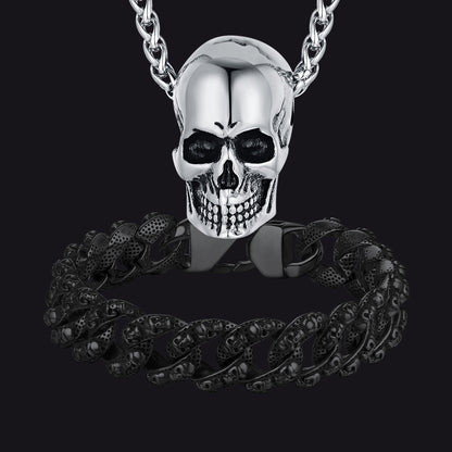 FaithHeart Set Of Vintage Gothic Skull Necklace Bracelet FaithHeart Jewelry