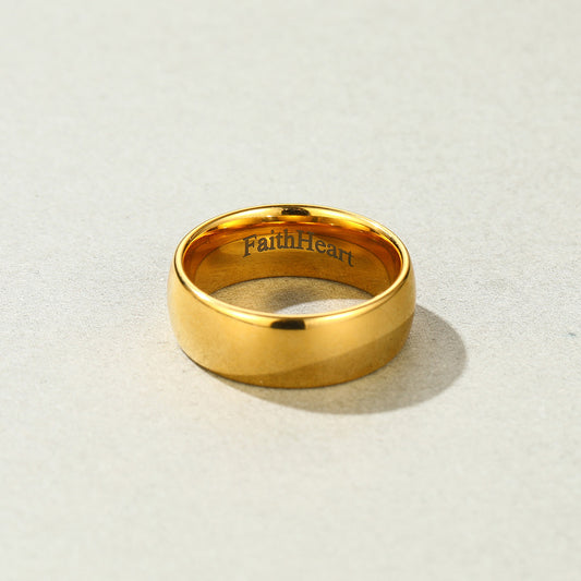 FaithHeart Tungsten Doom Ring Polished Band Ring For Men FaithHeart