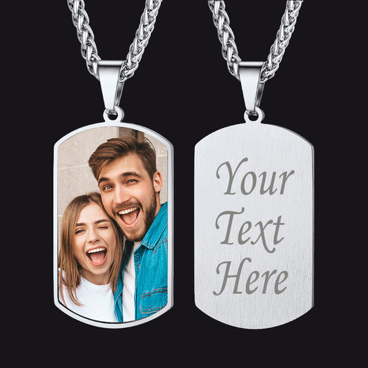 Custom Photo Dog Tag Necklace with Picture For Men