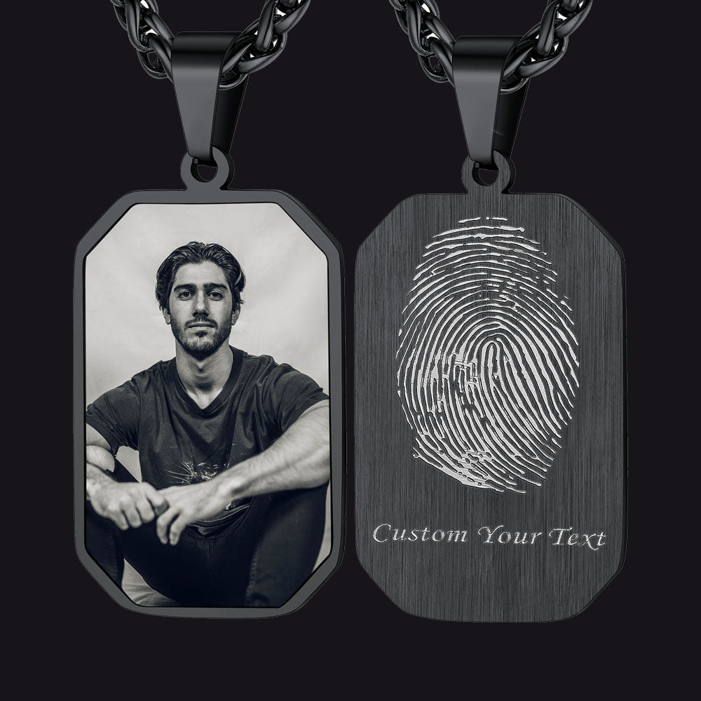 Customized Dog Tag Photo Fingerprint Necklace FaithHeart Jewelry