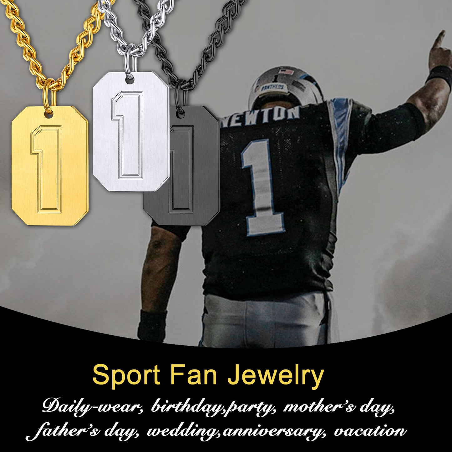 Custom Baseball Jersey Number Dog Tag Necklace for Sport Boys, Sport Fan Jewelry