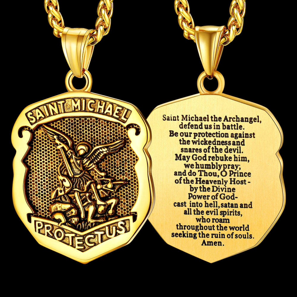 FaithHeart Shield Saint Michael Pendant Necklace For Men FaithHeart