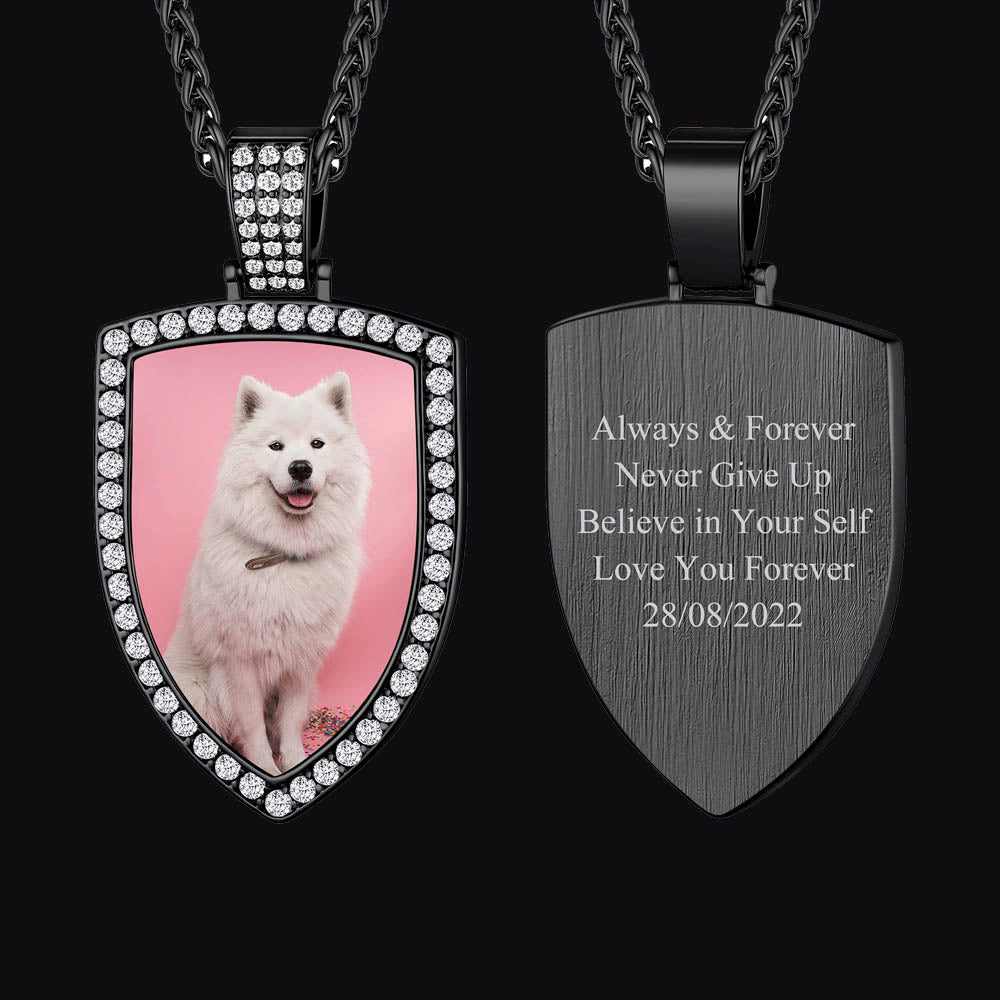 FaithHeart Zirconia Shield Custom Pendant Hip Hop Jewelry Picture Necklace FaithHeart