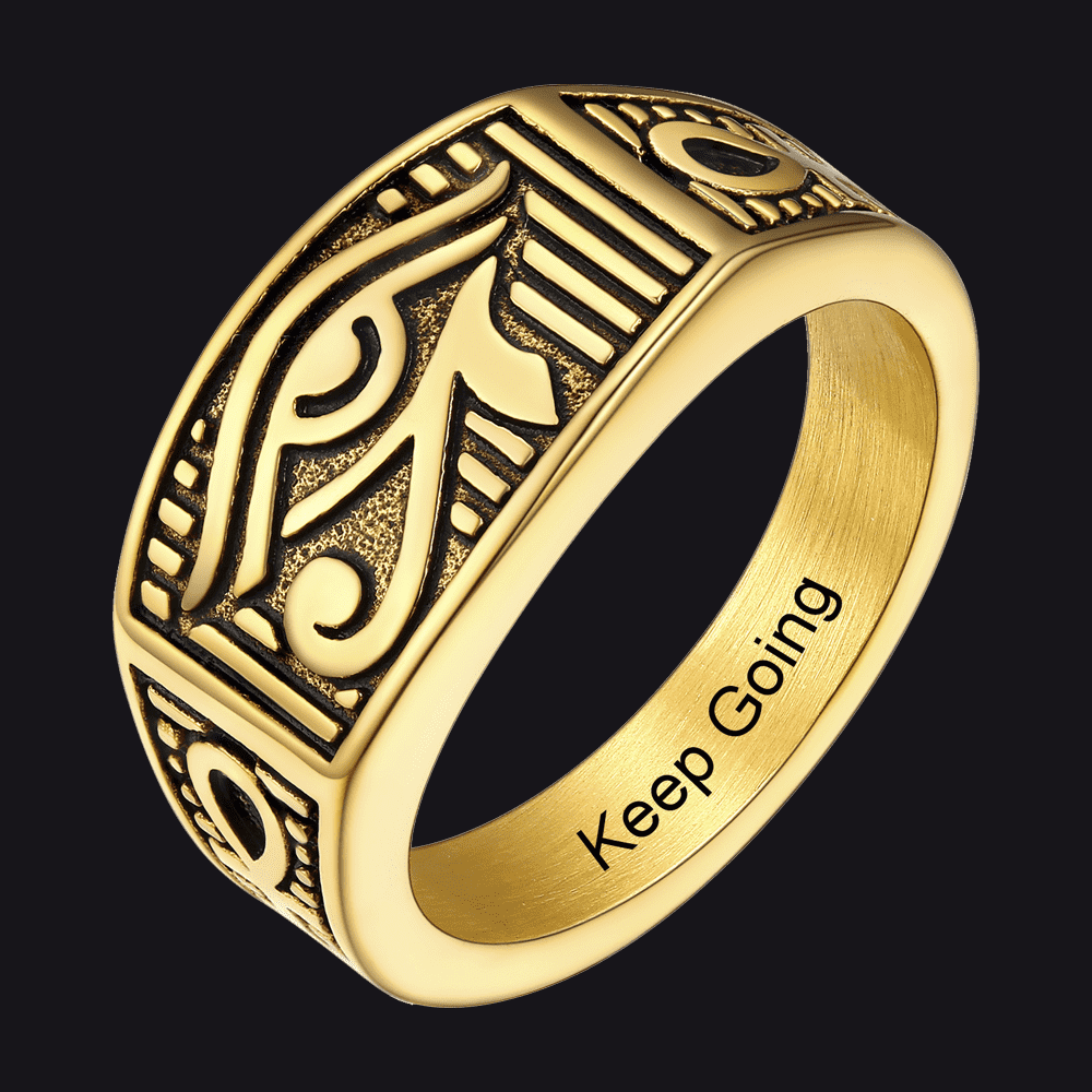 FaithHeart Egyptian Eye Of Horus Stainless Steel Ankh Ring FaithHeart Jewelry