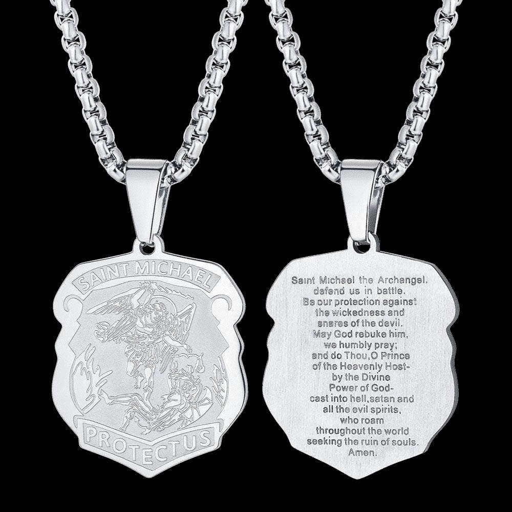 Archangel St. Michael Necklace Medal Shield Pendant