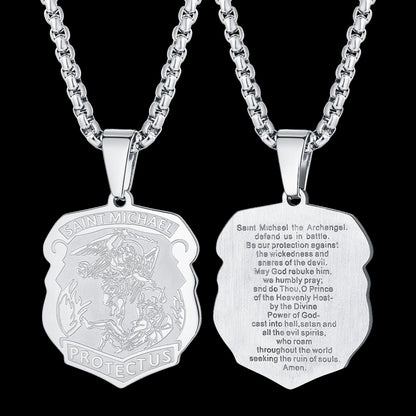 FaithHeart Archangel St. Michael Necklace Medal Shield Pendant for Men FaithHeart