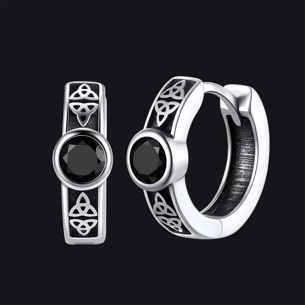 FaithHeart Sterling Silver Celtic Knot Black Onyx Hoop Earrings FaithHeart
