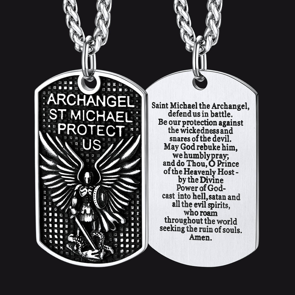 FaithHeart Catholic St. Michael Dog Tag Necklace Stainless Steel FaithHeart