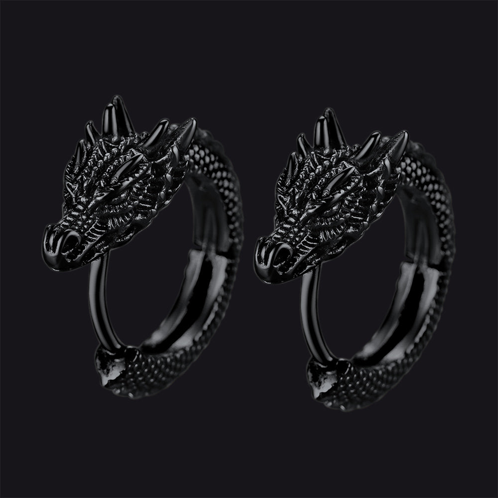 FaithHeart Men's Dragon Hoop Earrings Stainless Steel FaithHeart