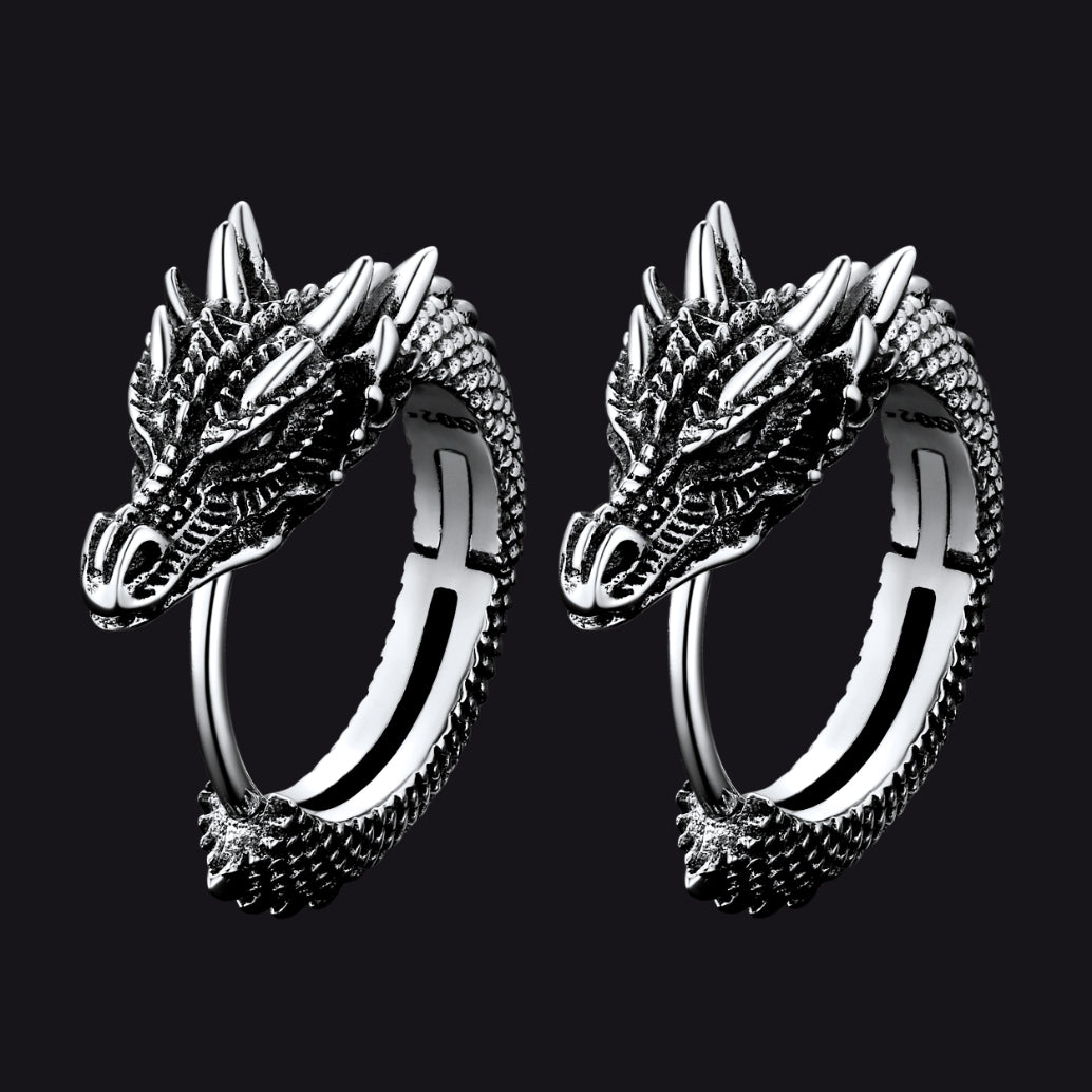 FaithHeart Dragon Hoop Earrings Stainless Steel/Sterling Silver FaithHeart