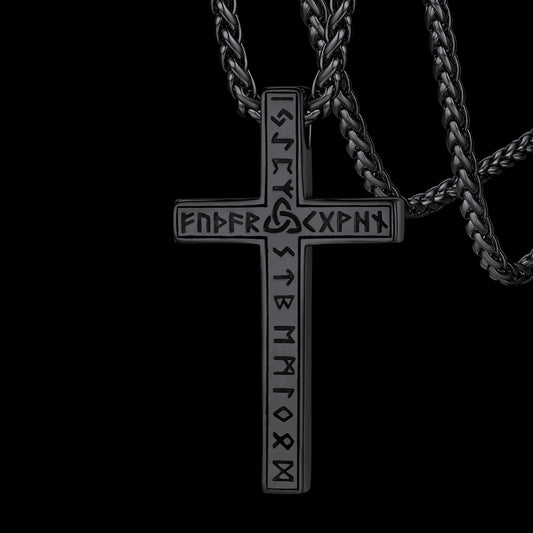 FaithHeart Viking Runes Cross Necklace Pendant for Men FaithHeartimg
