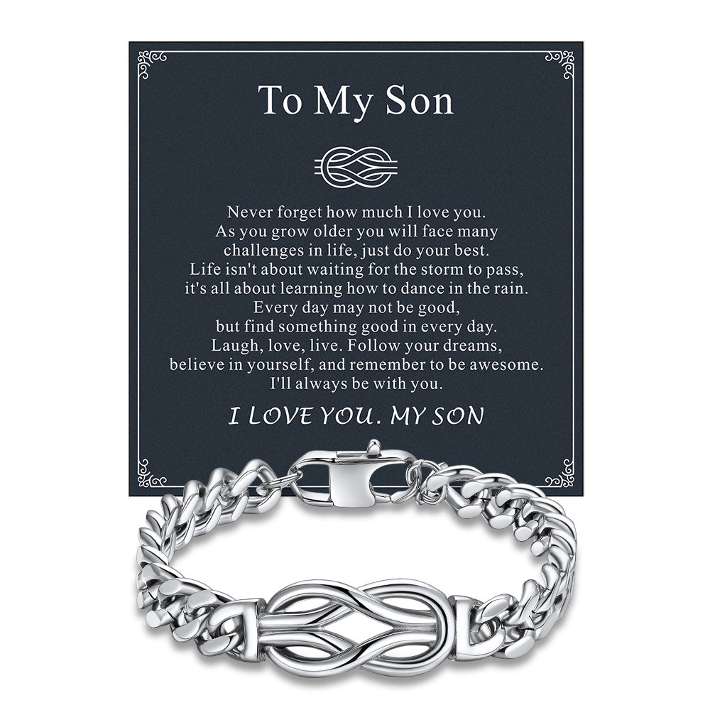 Love Knot Cuban Link Chain Bracelet Gift For Couple Men