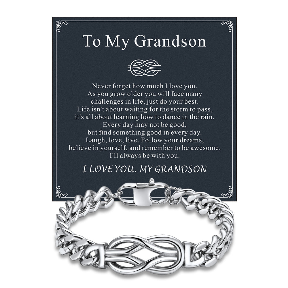 Love Knot Cuban Link Chain Bracelet Gift For Couple Men