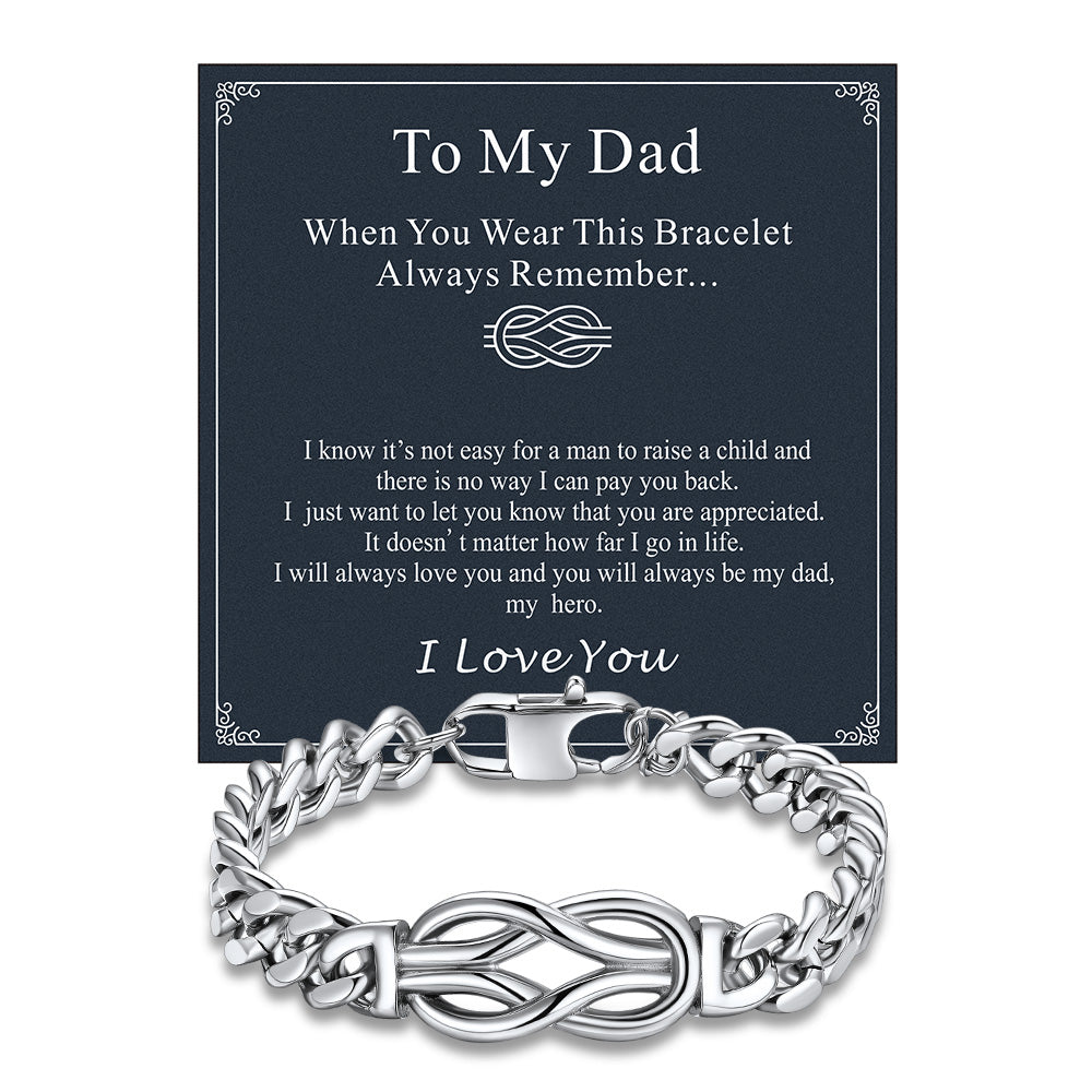 Love Knot Cuban Link Chain Bracelet Gift For Couple Men