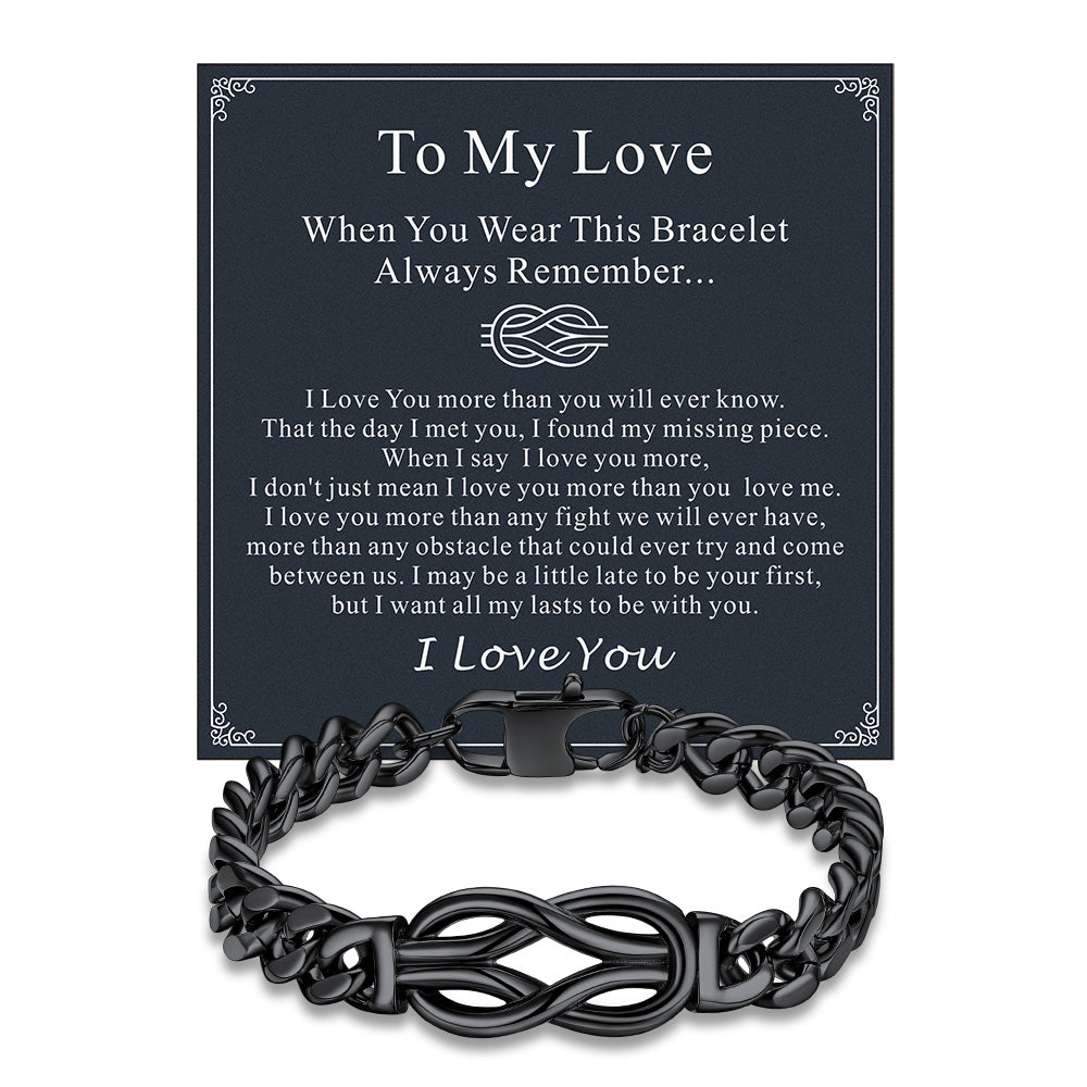 Love Knot Cuban Link Chain Bracelet Gift For Couple Men
