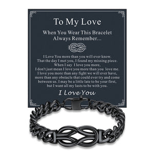 Love Knot Cuban Link Chain Bracelet Gift For Couple Men