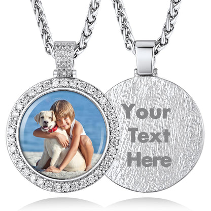 Customized CZ Memorial Necklace with Picture for Men Women FaithHeart