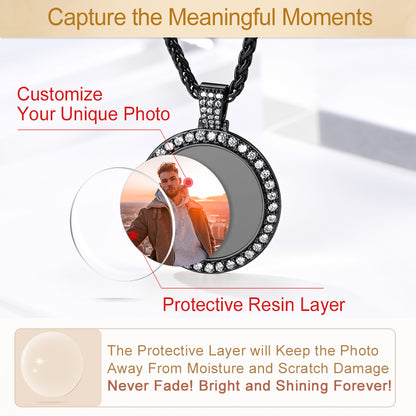 Customized CZ Memorial Necklace with Picture for Men Women FaithHeart