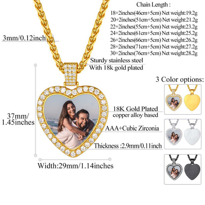 Customized Heart Picture Photo Necklace Memorial Gift for Women Men