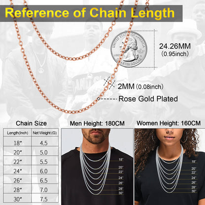2MM Rolo Cable Necklace for Women Men