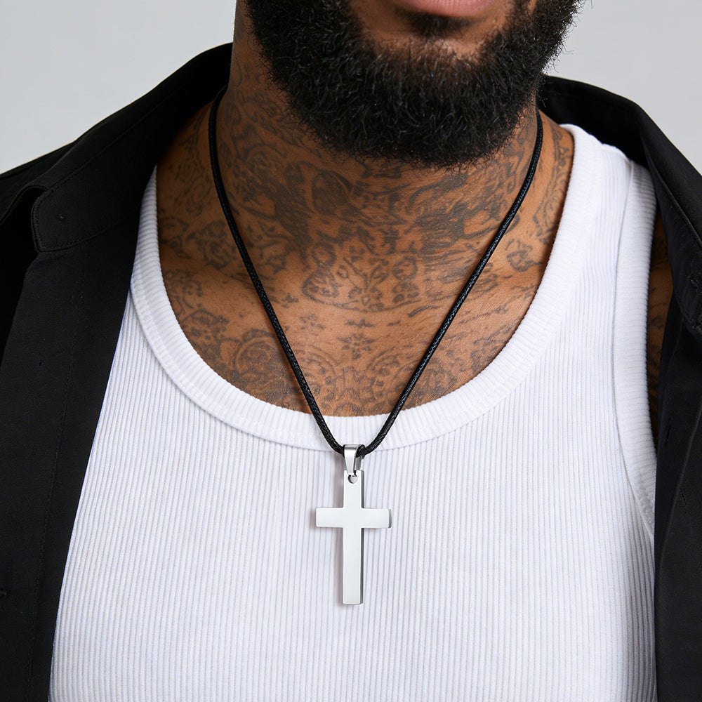  Simple Cross Braided Leather Necklace for Men