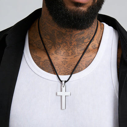  Simple Cross Braided Leather Necklace for Men