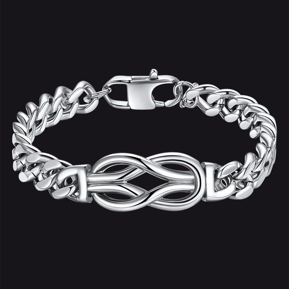 Love Knot Cuban Link Chain Bracelet Gift For Couple Men